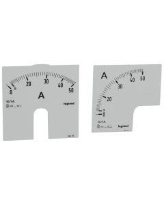 Cadran de mesure pour ampèremètre analogique (1 rond + 1 carré) - 0A à 50A